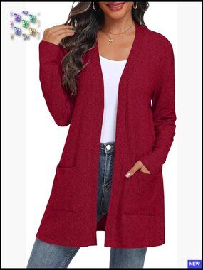 Lightweight Cable Knit Cardigan Open Front Loose Fit Long Sleeve with Pockets